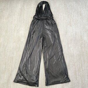 Lulus Endlessly Stunning Wide Leg Convertible Metallic Jumpsuit M